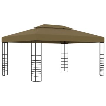 Vidaxl Gazebo With Led String Lights 3x4 M Taupe