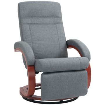 Homcom 135° Manual Reclining Swivel Chair, With Footrest - Grey