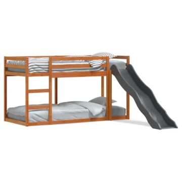 Vidaxl Bunk Bed With Slide And Ladder Wax Brown 90x200 Cm Solid Wood Pine