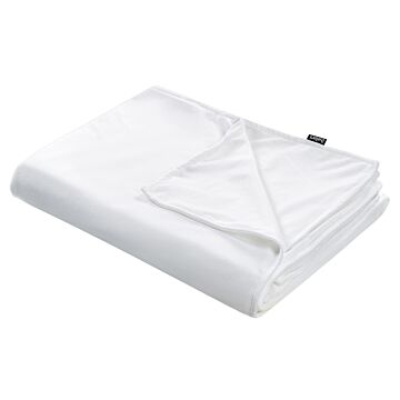 Weighted Blanket Cover White Polyester Fabric 135 X 200 Cm Solid Pattern Modern Design Bedroom Textile Beliani