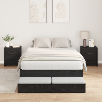 Vidaxl Storage Bed Frame Black Oak Engineered Wood 120 X 190 Cm