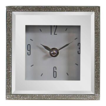 Small Freestanding Mirrored And Jewelled Table Clock