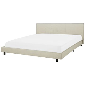 Slatted Bed Frame Beige Polyester Fabric Upholstered 6ft Eu Super King Size Modern Design Beliani