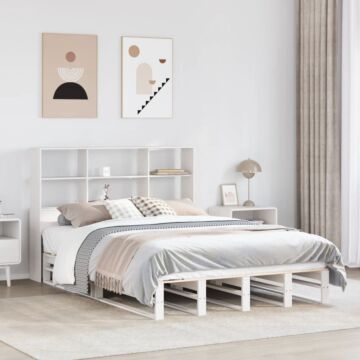 Vidaxl Bookcase Bed Without Mattress White 135x190 Cm Double Solid Wood