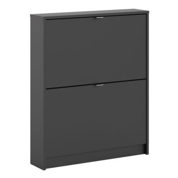 Shoes Shoe Cabinet W. 2 Tilting Doors And 1 Layer In Matt Black