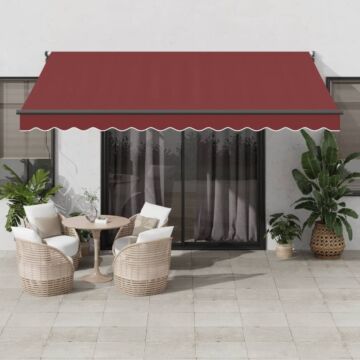 Vidaxl Manual Retractable Awning Burgundy 400x300 Cm
