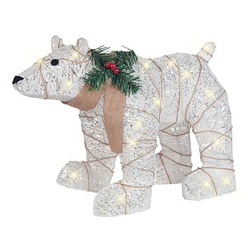 Outdoor Decoration White Metal Frame Cotton Led Light Christmas Decor Bear Shape Beliani