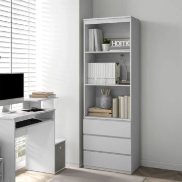 Homcom 180cm Tall Bookcase, With Shelves And Drawers - White