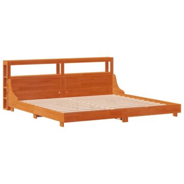 Vidaxl Bed Frame With Headboard Wax Brown 200x200 Cm Solid Wood Pine