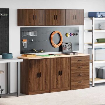 Vidaxl Garage Cabinets 6 Pcs Brown Oak Engineered Wood