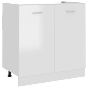 Vidaxl Sink Bottom Cabinet High Gloss White 80x46x81.5 Cm Engineered Wood