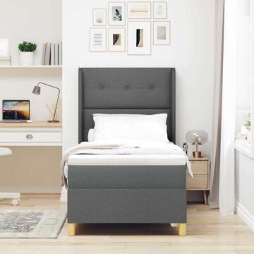 Vidaxl Box Spring Bed With Mattress Dark Grey 90x200 Cm Fabric