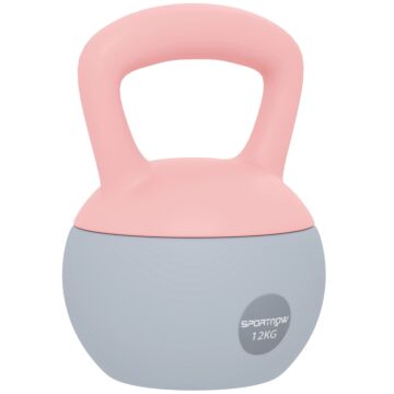 Sportnow 12kg Soft Kettlebell, Kettlebell With Non-slip Handle For Home Gym, Weight Lifting, Strength Training, Pink/grey