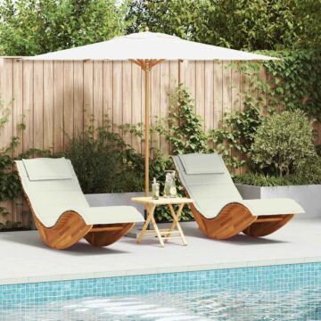 Vidaxl Rocking Sun Loungers With Cushions 2 Pcs Solid Wood Acacia