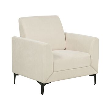 Armchair Beige Fabric Upholstery Black Legs Thick Seating Cushion Retro Living Room Furniture Beliani