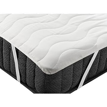 Mattress Protector White Microfibre Single Size 90 X 200 Cm Waterproof Pad Polyester Filling Fitted Quilted Piped Edges Beliani