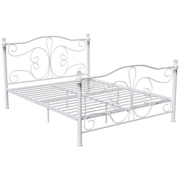 Vida Designs Chicago King Size Metal Bed, White