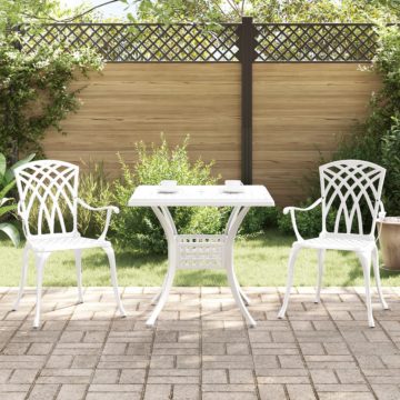 Vidaxl 3-piece Garden Bistro Set - White Cast Aluminum