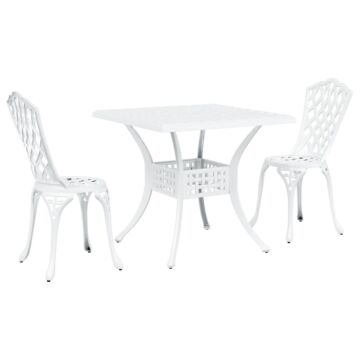Vidaxl 3-piece Garden Bistro Set - White Cast Aluminum
