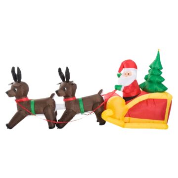 Homcom Inflatable Self-inflating Santa Sleigh Reindeer Christmas