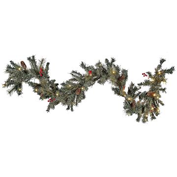 Artificial Christmas Garland Green Synthetic Material 180 Cm With Led Lights Adjustable Twigs Beliani