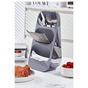 3-layer Stylish Plastic Utensil Holder Tableware Storage Rack Kitchen Organizer Drainer