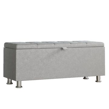 Valencia Storage Ottoman, Light Grey Velvet