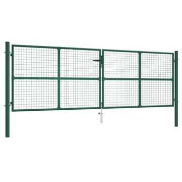 Vidaxl Mesh Garden Gate Steel 390x125 Cm Green