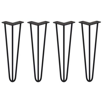4 X 16" Hairpin Legs - 3 Prong - 10mm - Black