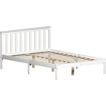 Vida Designs Milan Double Wooden Bed, Low Foot, White