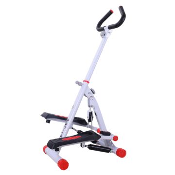 Homcom Foldable Stepper With Handle Hand Grip Workout Fitness Machine Sport Exercise Gym Bar Cardio Steel-white/red Spinning