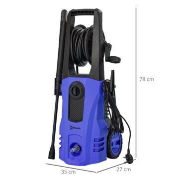 Durhand 1800w High Pressure Washer, 150 Bar Pressure, 510 L/h Flow, High-performance Portable Power Jet Wash Cleaner Blue