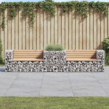 Vidaxl Garden Bench With Gabion Basket Solid Wood Pine