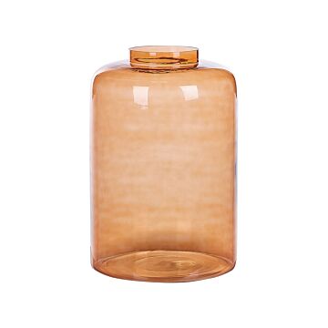 Floor Vase Orange Glass Coloured Tinted Transparent Decorative Glass Home Accessory Beliani