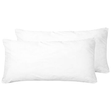 2x Bed Pillow White Microfibre Cover Polyester Filling 40 X 80 Cm High Profile Soft Beliani