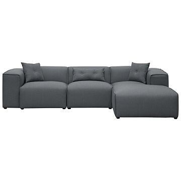 Corner Sofa Grey 3 Seater Extra Scatter Cushions Modern Beliani