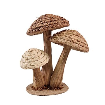 Rattan Trio Mushroom Ornament 21cm