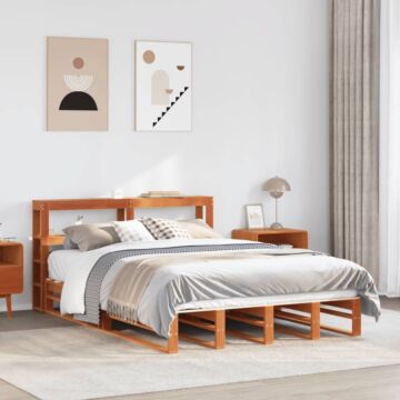 Vidaxl Bed Frame With Headboard Wax Brown 120x200 Cm Solid Wood Pine