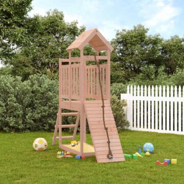 Vidaxl Playhouse With Climbing Wall Solid Wood Douglas
