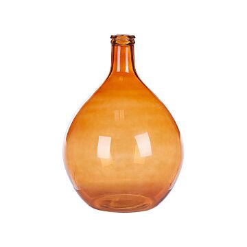 Vase Golden Brown Glass 48 Cm Handmade Decorative Round Bud Shape Tabletop Home Decoration Modern Design Beliani