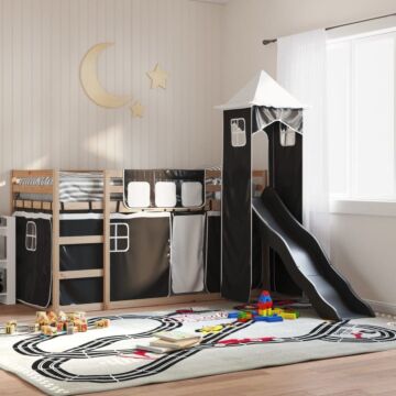 Vidaxl Bunk Bed Without Mattress With Slide White And Black 90x190 Cm Single