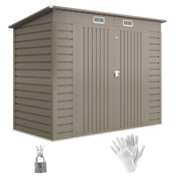 Outsunny 3.7 X 7.9ft Galvanised Steel Shed, With Latched Door And Padlock - Light Grey