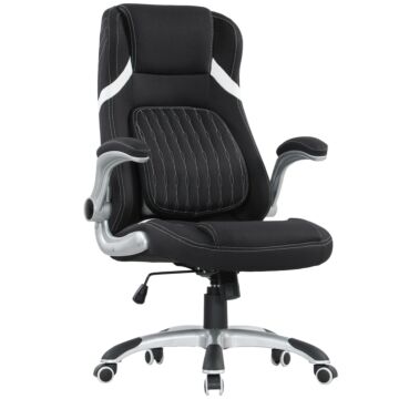 Vinsetto Linen-look Office Chair, With Adjustable Height And Tension - Black