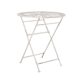 Garden Bistro Table White Iron Foldable Outdoor Distressed Effect Uv Rust Resistance French Retro Style Beliani
