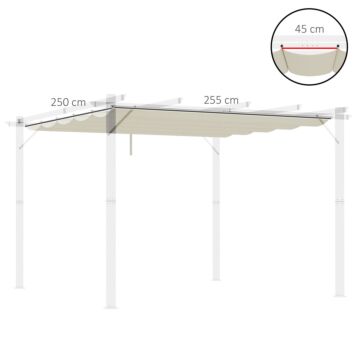 Outsunny Retractable Pergola Shade Cover, Replacement Canopy Fabric For 3 X 3 (m) Pergola, Gazebo Retractable Roof, Cream White