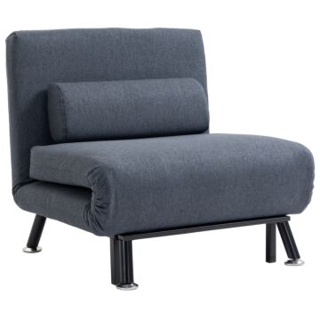 Homcom Single Sofa Bed Sleeper, Foldable Portable Pillow Lounge Couch Living Room Furniture, Dark Grey