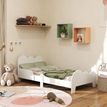 Aiyaplay Cloud-themed Toddler Bed Frame With Safety Rails, 143.5 X 74.5 X 56cm