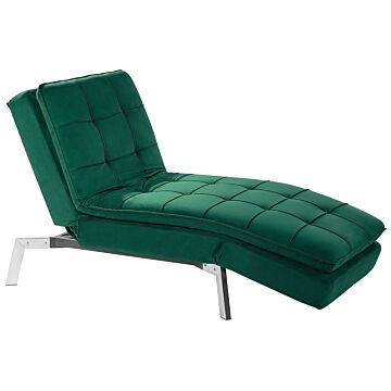 Chaise Lounge Emerald Green Velvet Tufted Adjustable Back And Legs Modern Glam Beliani