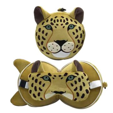 Relaxeazzz Travel Pillow & Eye Mask - Leopard