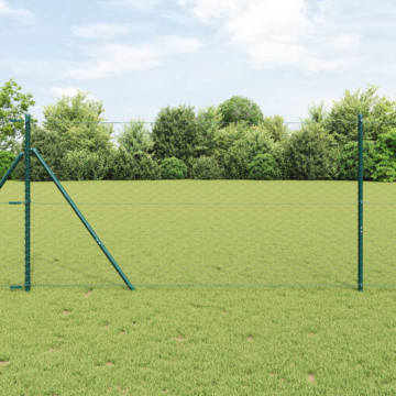 Vidaxl Hexagon Fence Grey 1x100 M Steel, Vidaxl Fence Posts 13 Pcs Green Ø32 Mm 150 Cm Galvanised Steel